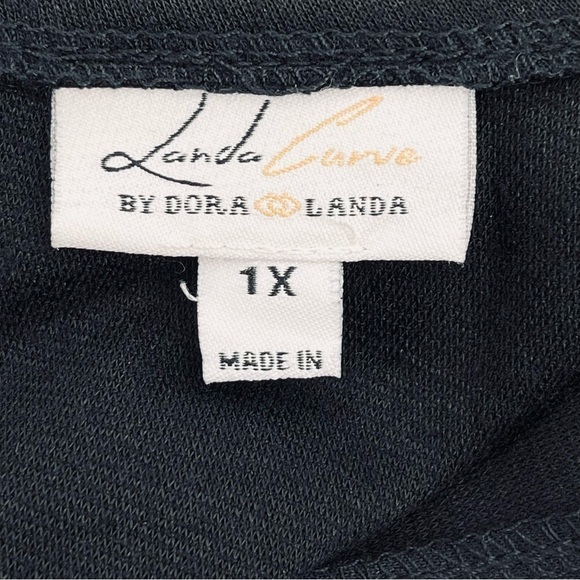 Landa Curve by Dora Landa Black Knit & Lace Fit & Flare Dress 1X - Picture 6 of 7